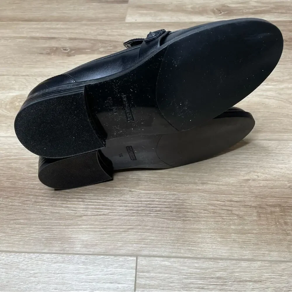 Marc Fisher Women's Black Faux Leather Round Toe Cancia 2 Studded Loafer sz 9.5